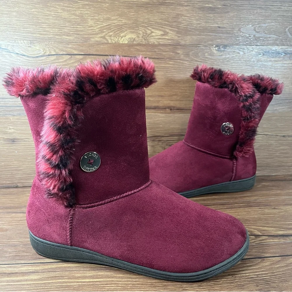 Vionic Induldge Fairfax Red Suede Winter Boots Women’s Size 12 Shoes